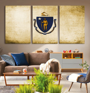 Massachusetts Flag Wall Art Canvas Print