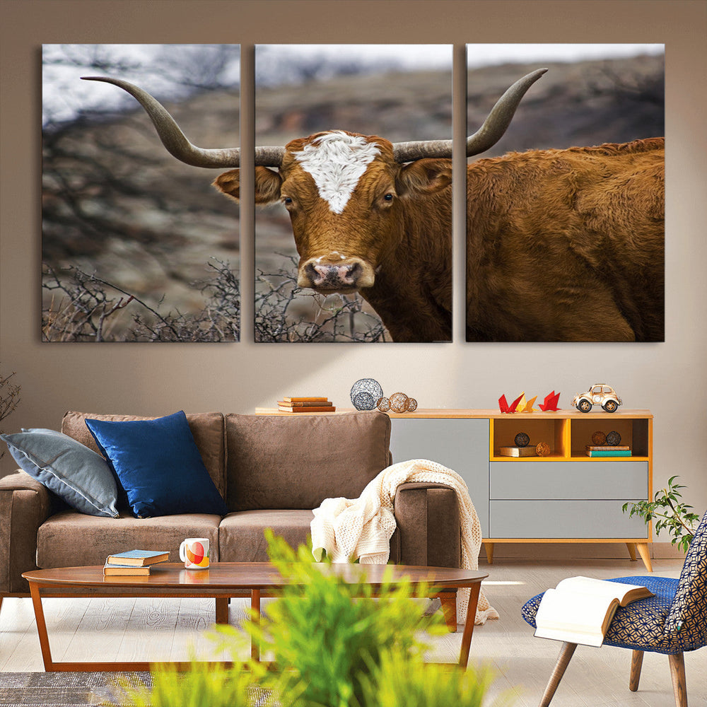 Texas Longhorn Canvas Wall Art - Longhorn Steer Canvas Wall