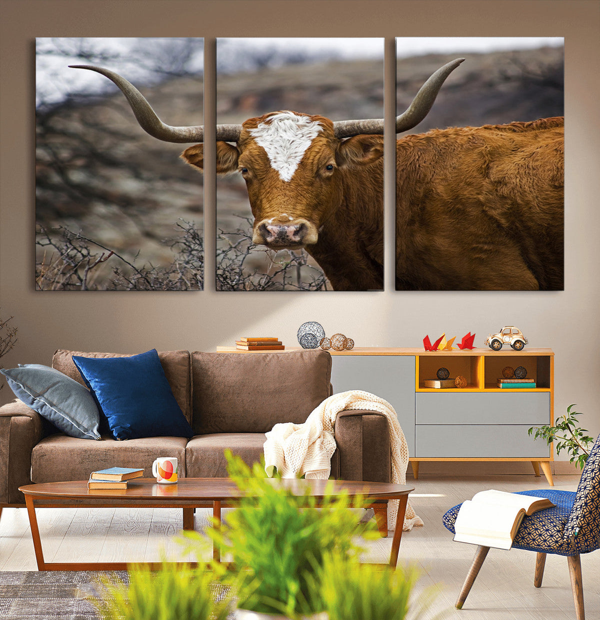 Texas Longhorn Canvas Wall Art - Longhorn Steer Canvas Wall