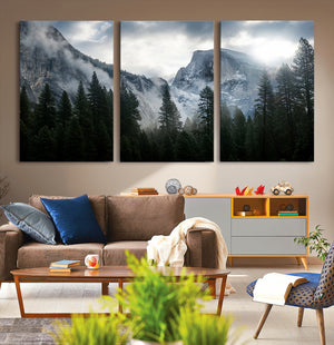 Yosemite National Park El Capitan Foggy Mountain Wall Art |