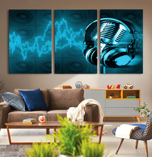 Music and Microphone Wall Art Canvas Print