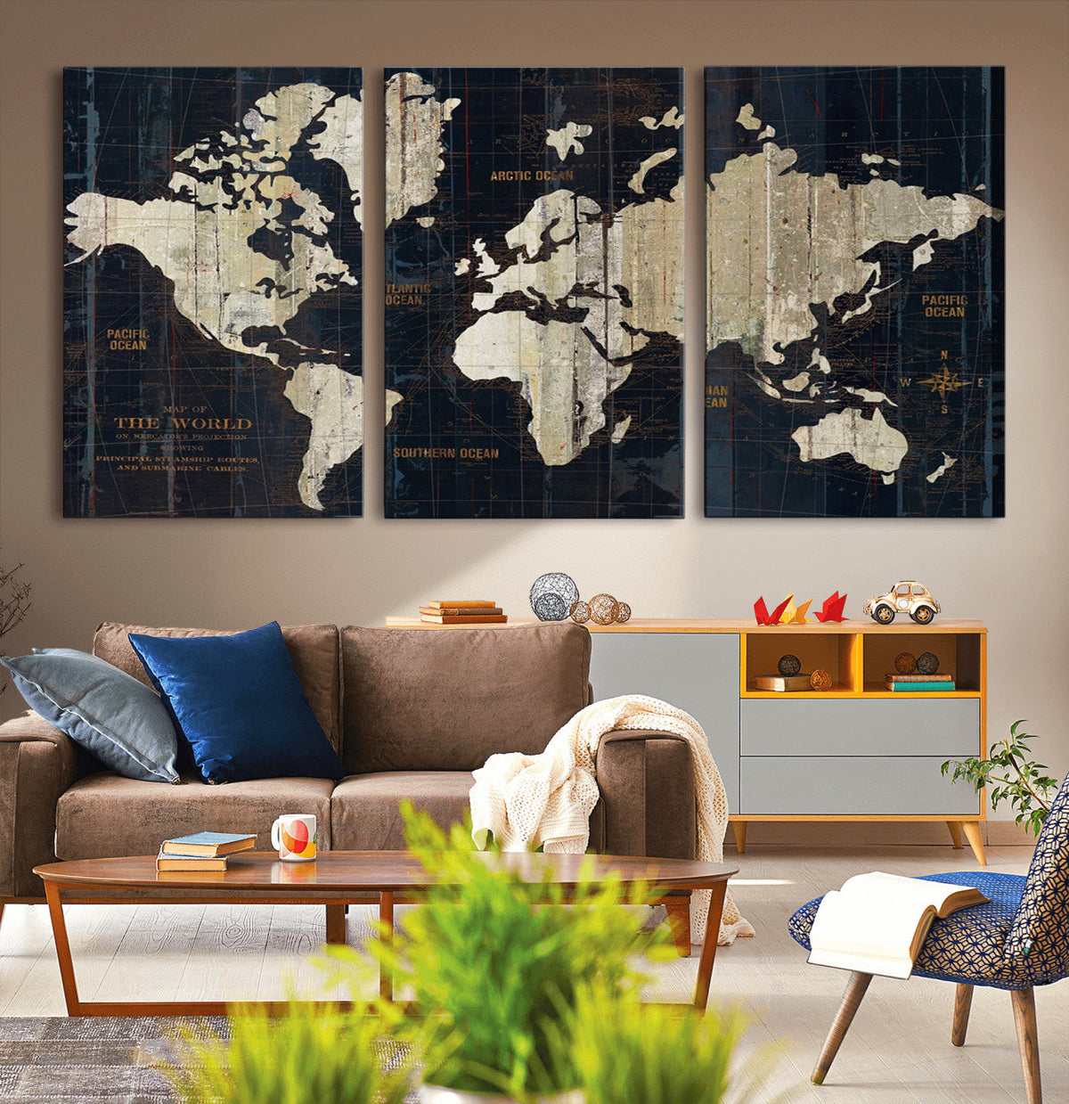 World Map Canvas Print – Detailed Map of the World Wall Art