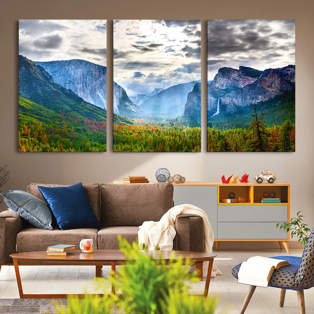 Yosemite Park Half Dome 3 Panel Canvas Print | Large Giclée