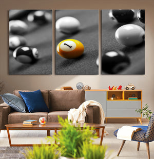 Wall Art Pool Table and Balls Canvas Print