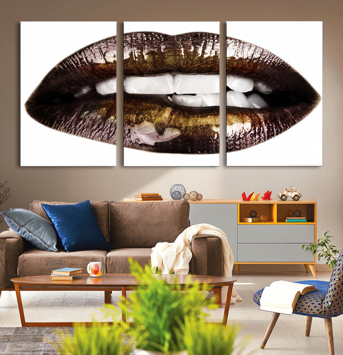 Close Up Lips Wall Art Canvas Print