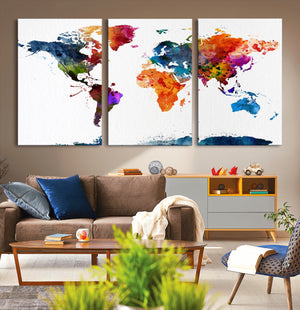 World Map Canvas Print – Detailed Map of the World Wall Art