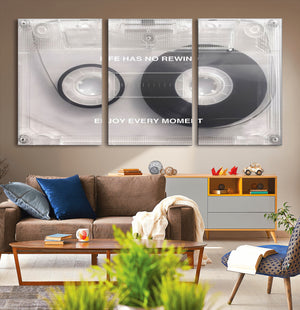 Vintage Cassette Tape Canvas Wall Art - Inspirational 'Life