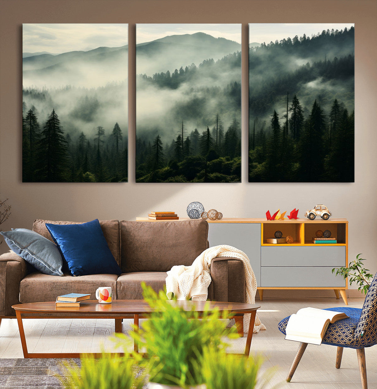 Captivating Misty Forest Wall Art Premium Canvas Print a
