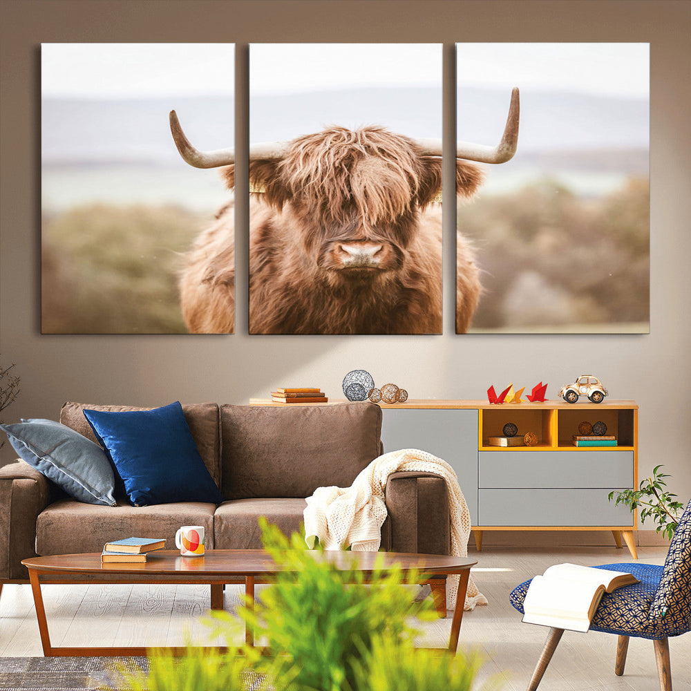 Scottish Serene Highland Cow Canvas Wall Art – Serene