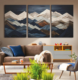 Mountain Wall Art – Modern Geometric Landscape Canvas Print,