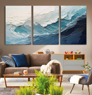 Ocean Wave Canvas Wall Art Print – Coastal Living Room Large