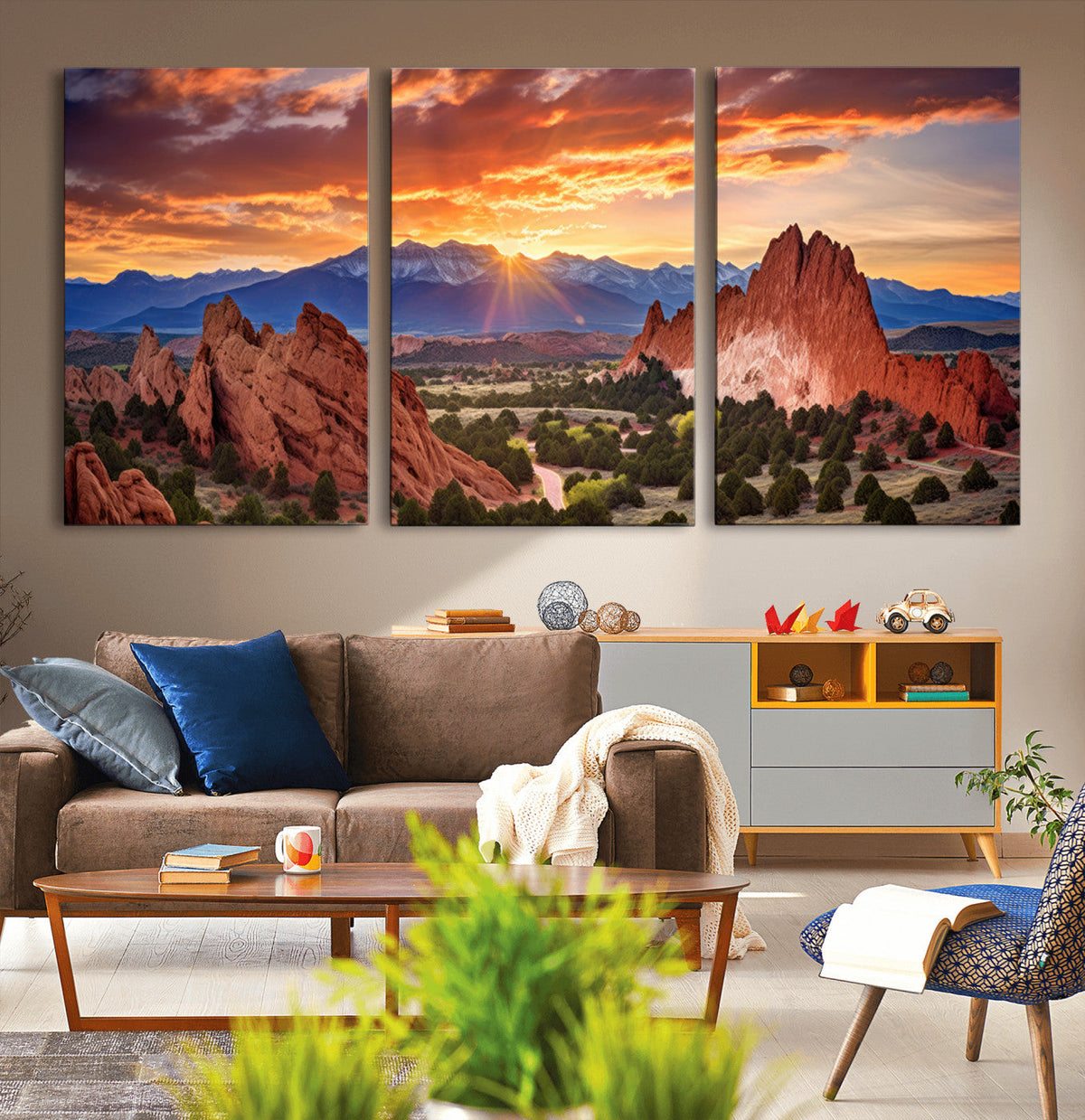 Rocky Mountains Sunset Wall Art Canvas Print – Ready to