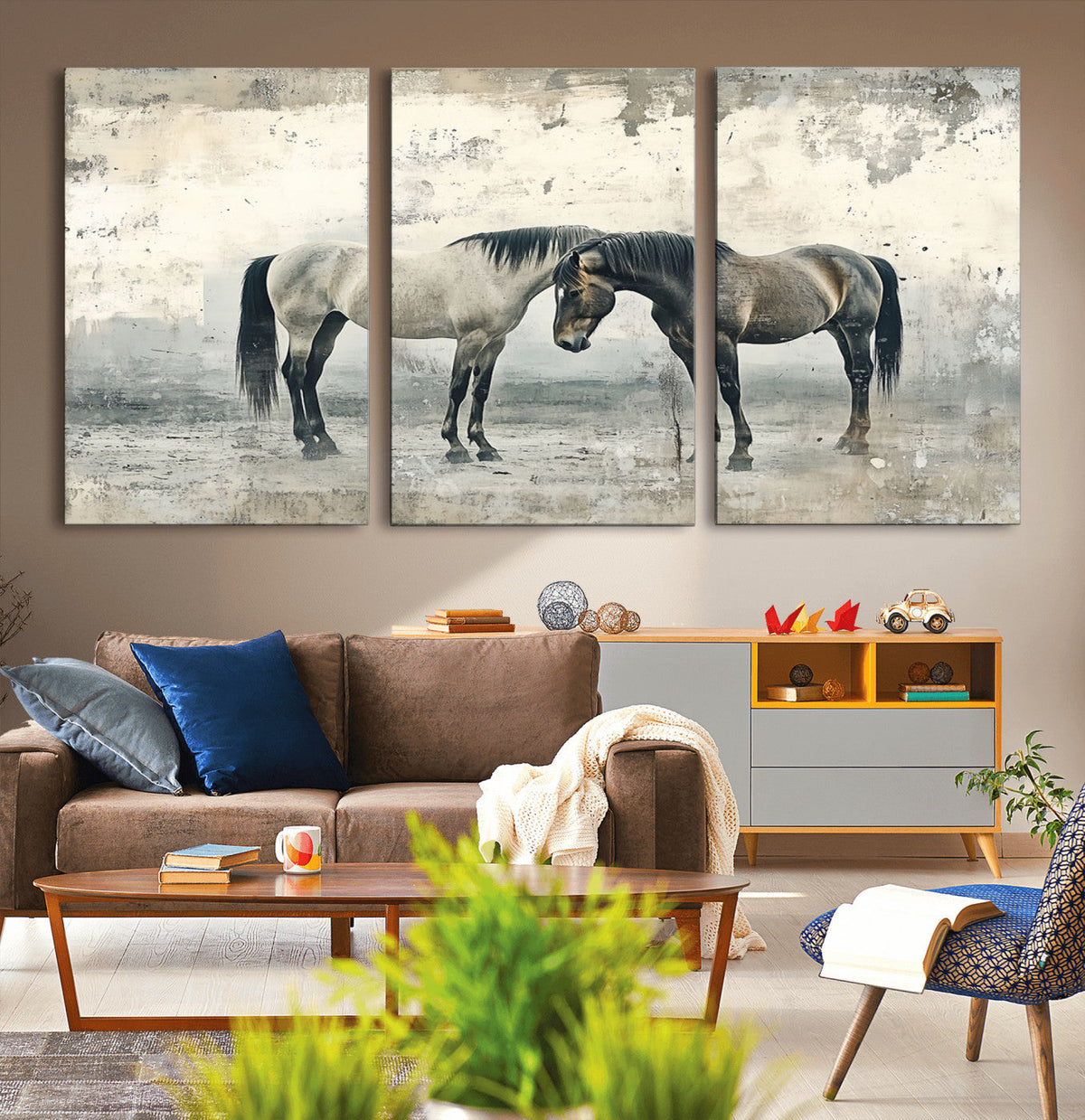 Chines Style Majestic Horses Wall Art | Ready to Hang and