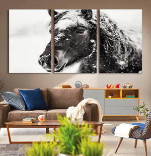Framed Black and White Horse Wall Art | Ready to Hang and