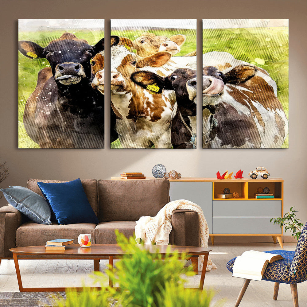Curious Cows Farmhouse Wall Art | Ready to Hang and Framed