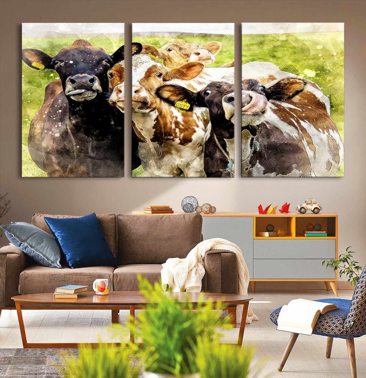 Curious Cows Farmhouse Wall Art | Ready to Hang and Framed