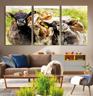 Curious Cows Farmhouse Wall Art | Ready to Hang and Framed