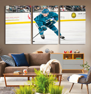 San Jose Sharks Ice Hockey Player Wall Art Canvas Print