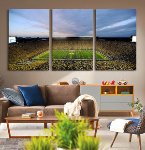 Michigan Stadium Wall Art Canvas Print, Vibrant Game Day