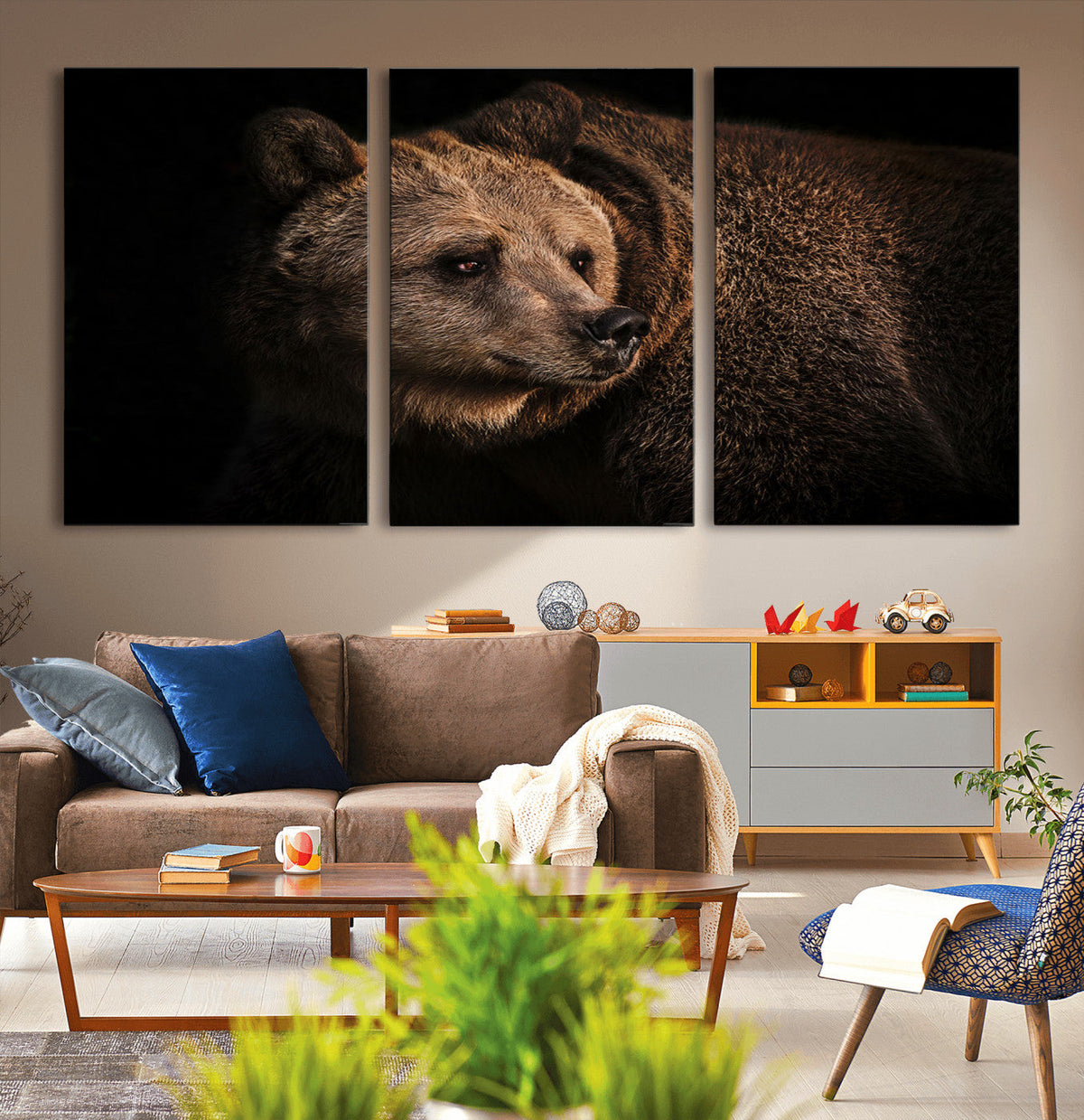 Wild Grizzly 399 Bear Canvas Wall Art Print, Bear Animal