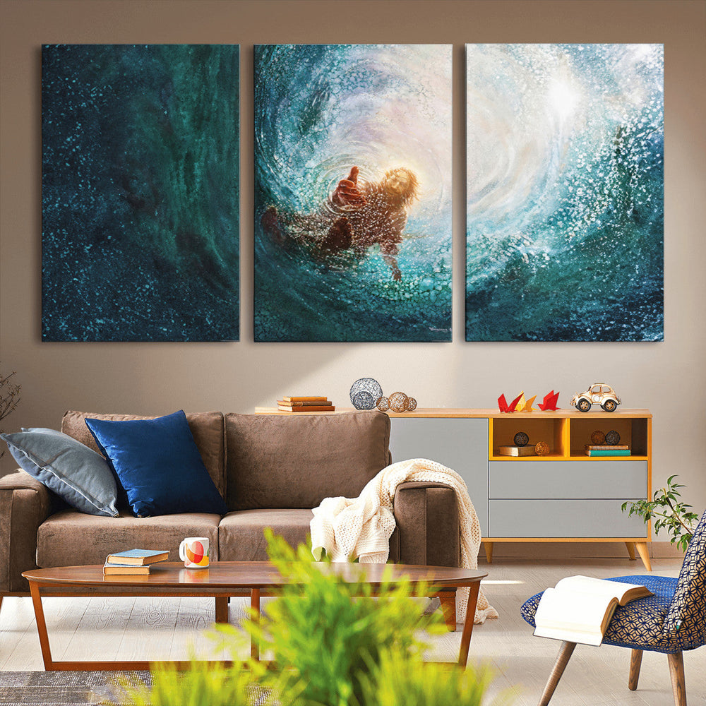 Powerful Jesus Canvas Print - Hand of Salvation,
