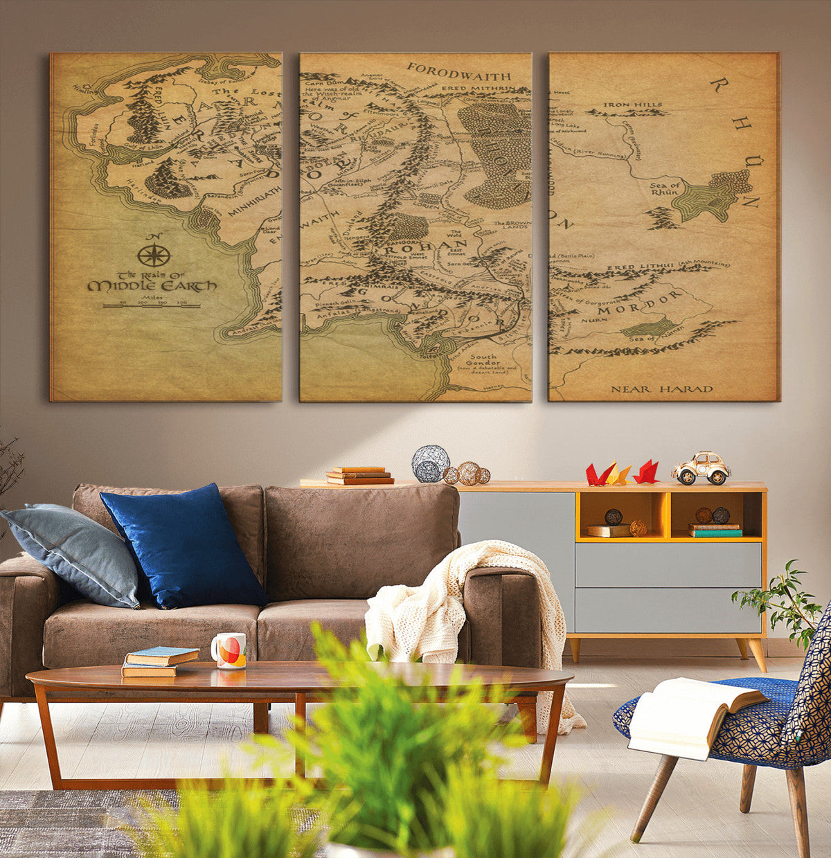 Middle Earth Map Canvas Wall Art – Vintage Fantasy Map