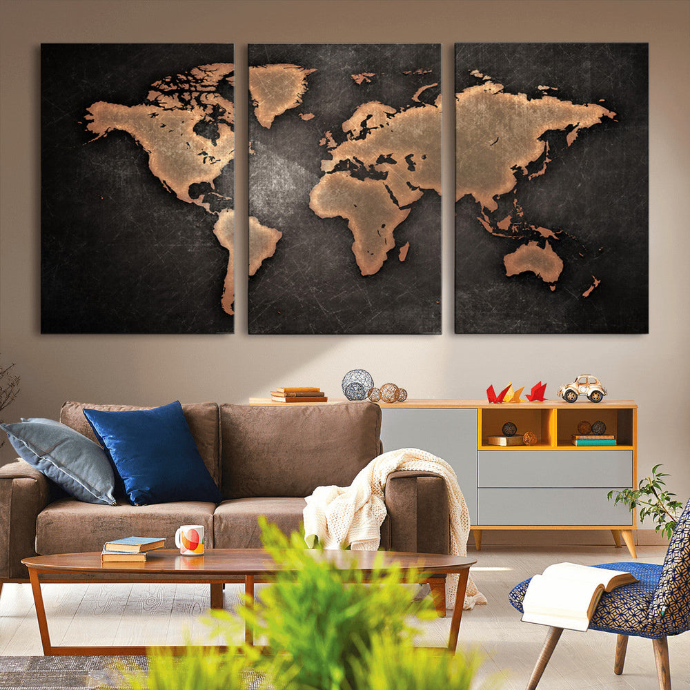 World Map Canvas Print – Framed Travel Map Wall Art for