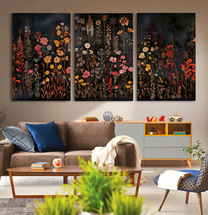 Large Floral Painting Print Illustration Flowers Canvas Wall