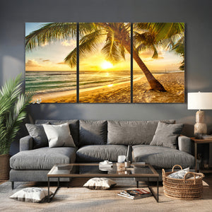 Beach Sunset Canvas Wall Art Print - Tropical Beach Canvas