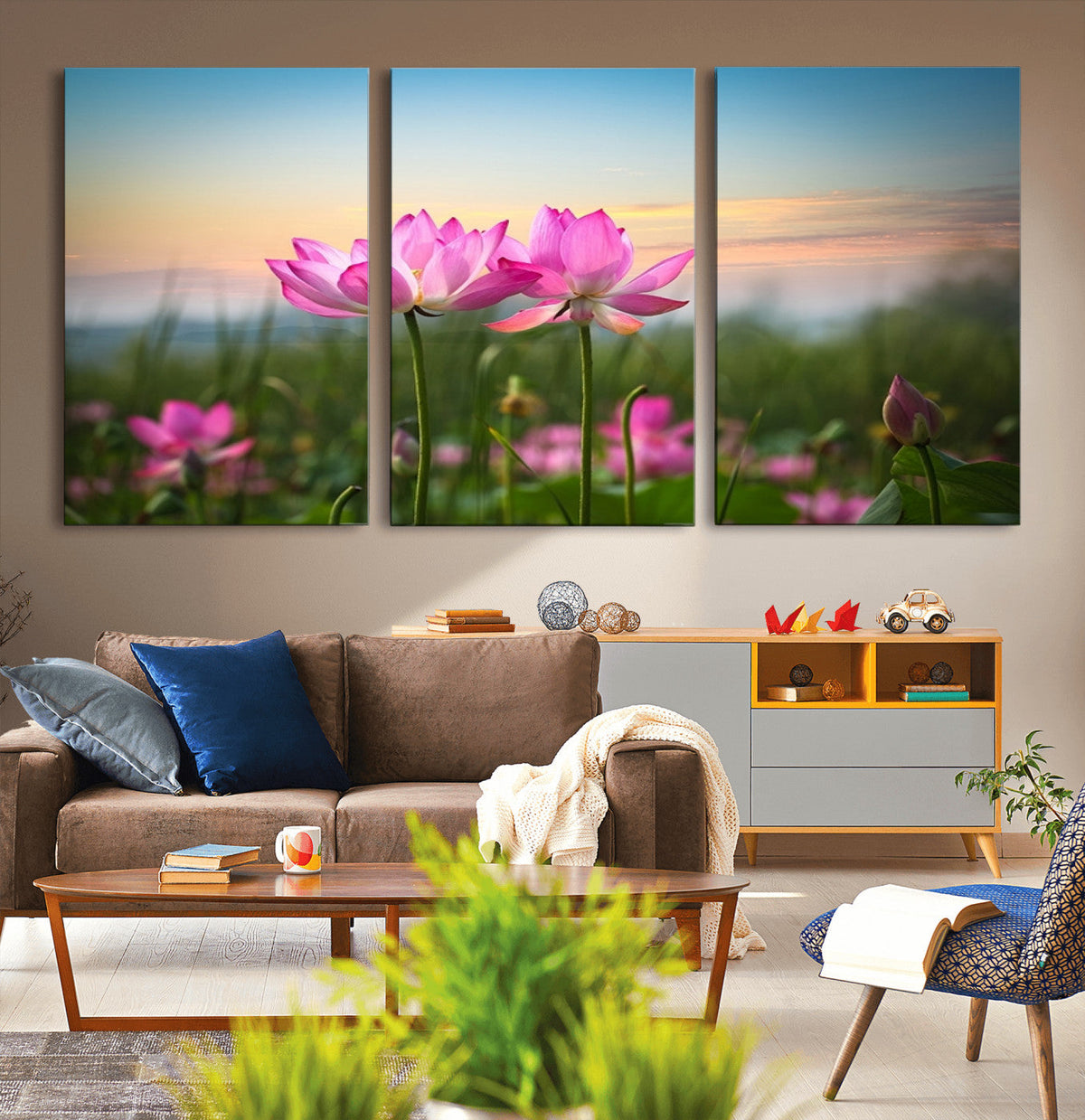 Pink Flower on the Mountain Canvas Print, Framed Pink Flower