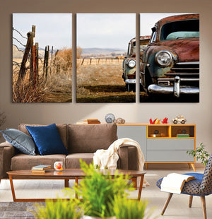 Old Rustic Classic Car Wall Art Canvas Print