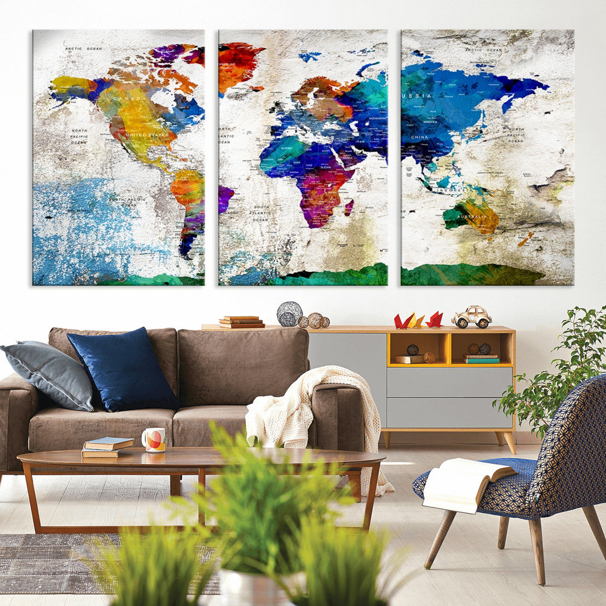 World Map Canvas Print – Framed Travel Map Wall Art for