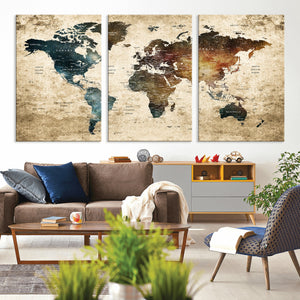 World Map Canvas Print – Detailed Map of the World Wall Art