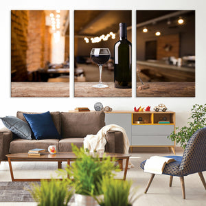 Wine and Bottle Wall Art Canvas Print