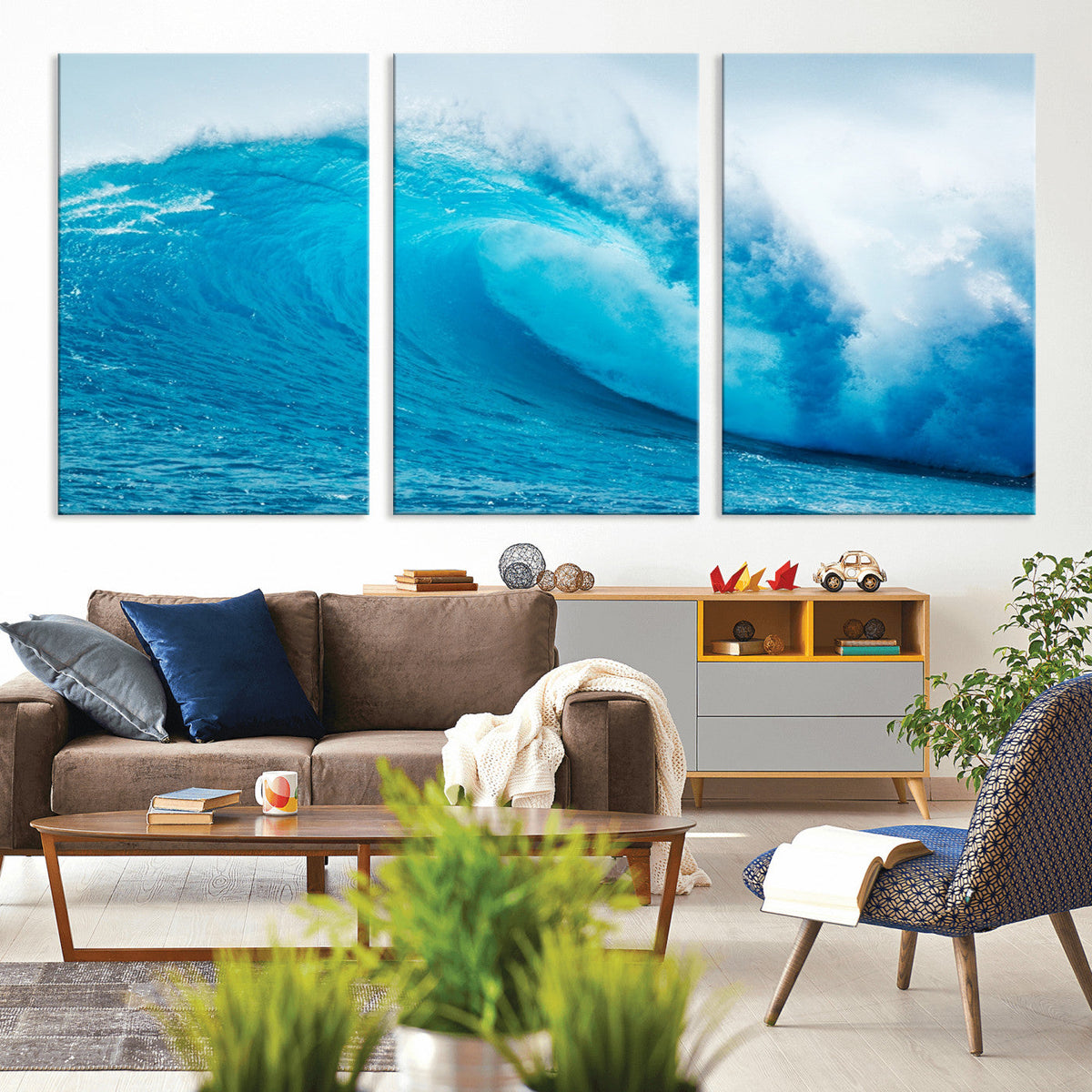 Big Ocean Surfing Wave Wall Art Canvas Print