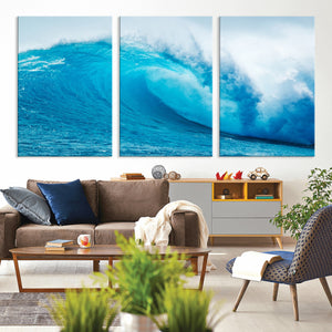Big Ocean Surfing Wave Wall Art Canvas Print