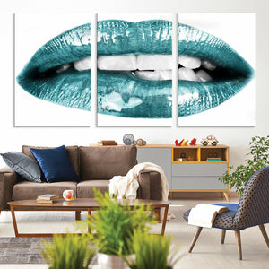Blue Lips Wall Art Canvas Print