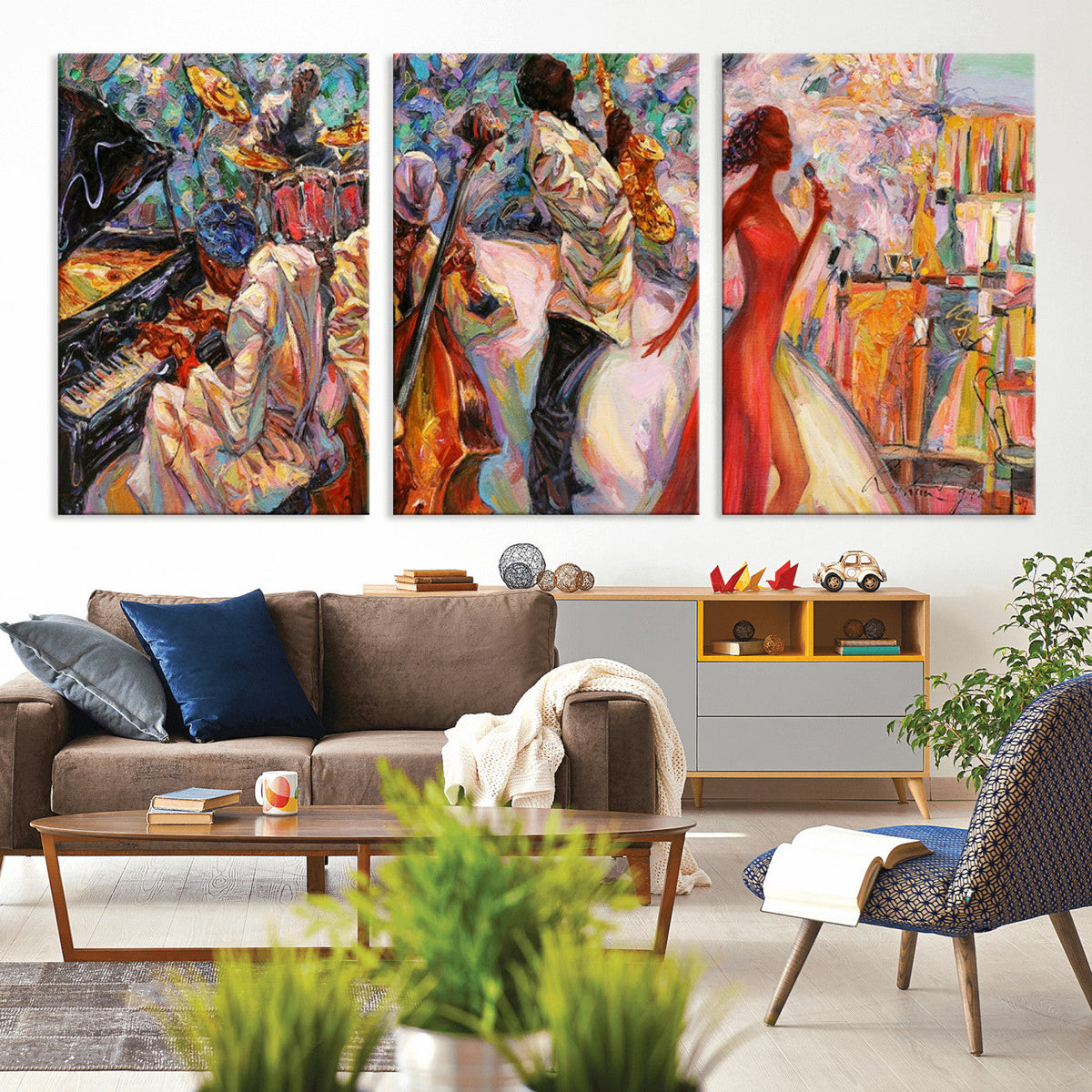 Abstract Afro American Jazz Canvas Wall Art | Music-Inspired