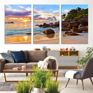 Tropical Island Beach Sunset Canvas Print