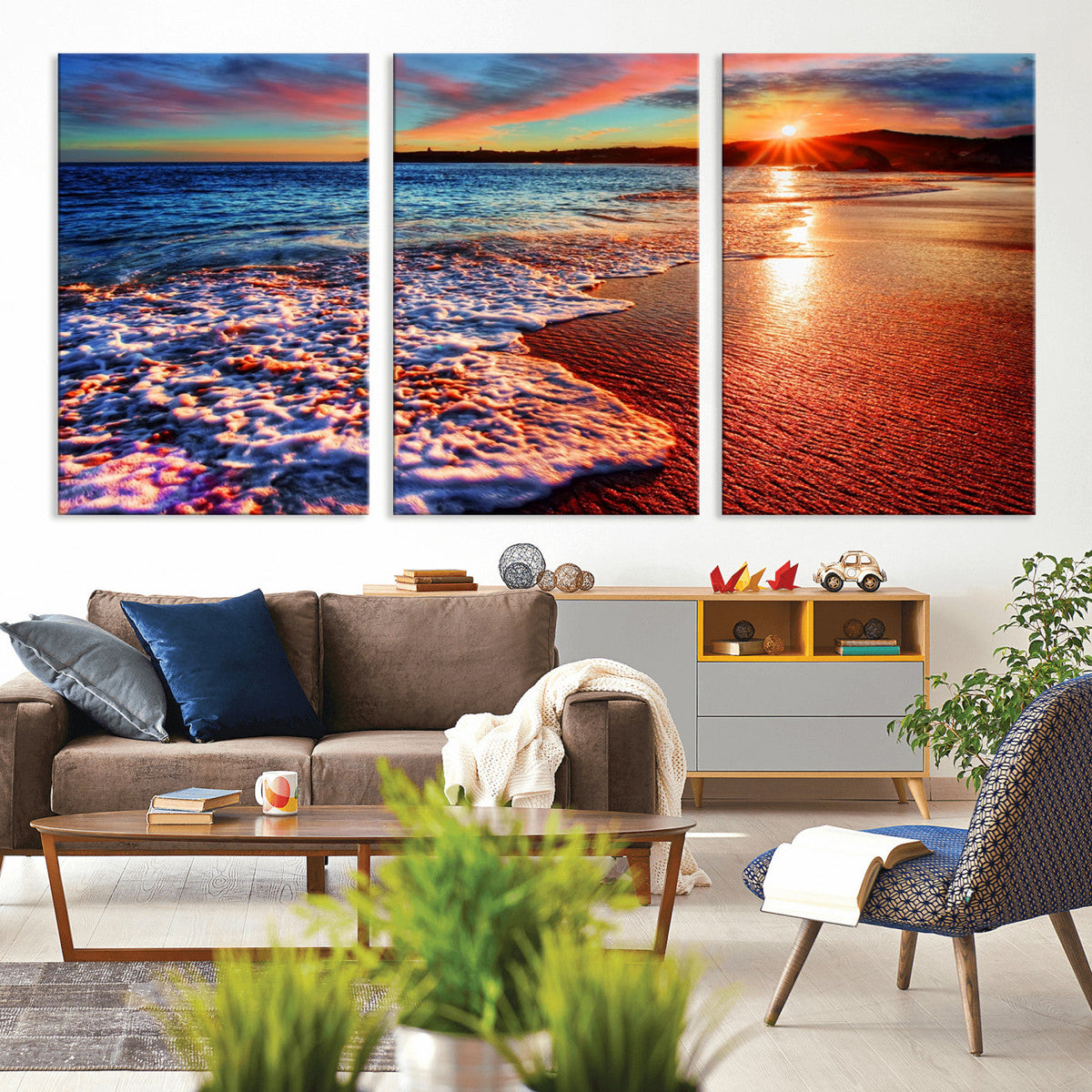 Colorful Coastal Sunset on the Beach Canvas Print, Ocean