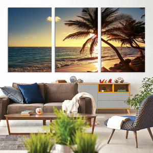 Sunset Palm Trees Wall Art Canvas Print
