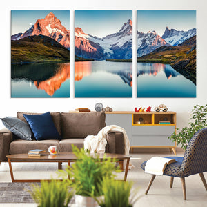 Landscape Mountain and Lake View Wall Art Canvas Print