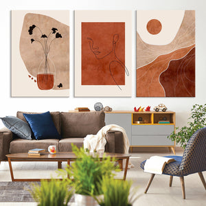 Boho Sunset Mountain Canvas Print, Modern Boho Sunset