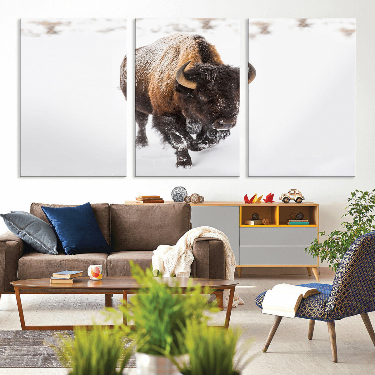 Bison Winter Wall Art Canvas Print For Farmhouse Decor