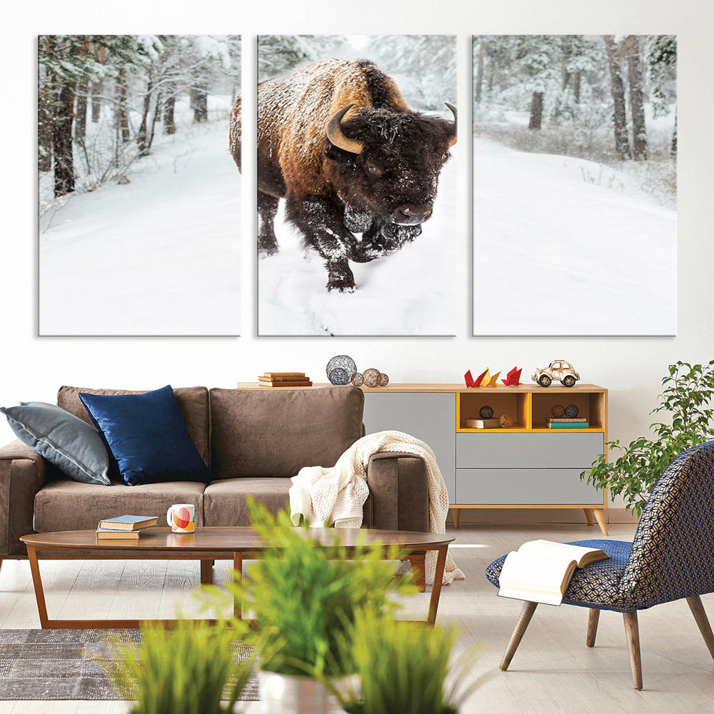 Bison Wall Art Canvas Print For Farmhouse, Animal Canvas