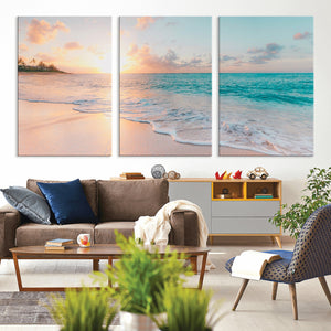 Beach Sunrise Wall Art, Coastal Seascape Canvas Print, Ocean