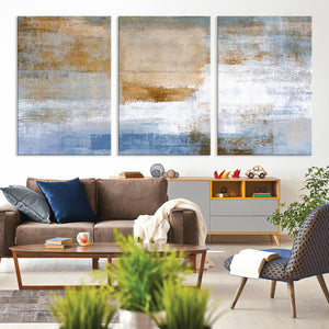 Blue Multi Panel Abstract Wall Art Canvas, Abstract Blue and
