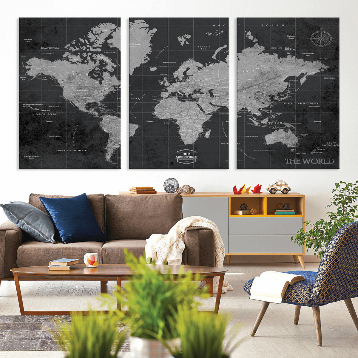 World Map Canvas Print – Detailed Map of the World Wall Art