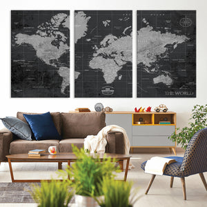 World Map Canvas Print – Detailed Map of the World Wall Art