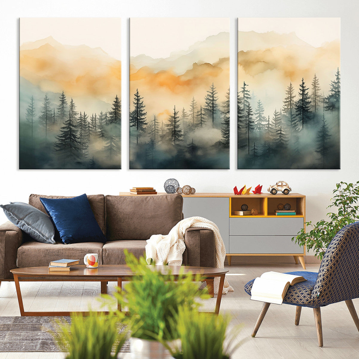 Abstract Forest Print - Mountain Wall Art | Autumn Landscape